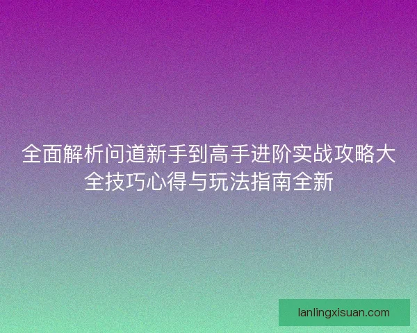 全面解析问道新手到高手进阶实战攻略大全技巧心得与玩法指南全新
